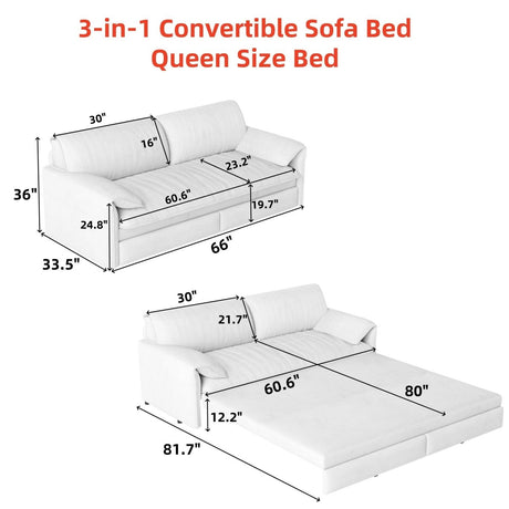 3 - In - 1 Convertible Velvet Queen Sleeper Sofa Bed With Storage - Slumberine - Omega Lifestyles