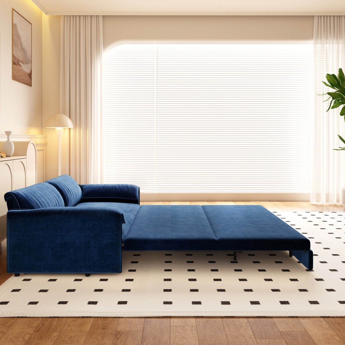 3 - In - 1 Convertible Velvet Queen Sleeper Sofa Bed With Storage - Slumberine - Omega Lifestyles