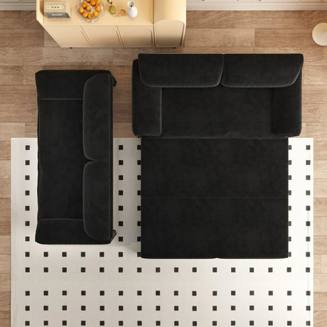 3-In-1 Convertible Velvet Queen Sleeper Sofa Bed With Storage - Omega Lifestyles