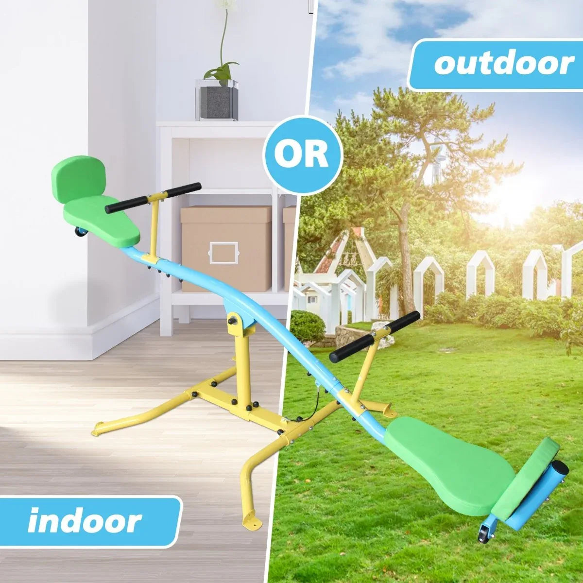 Children’s 360-Degree Rotating Double Seesaw With Backrest - Omega Lifestyles