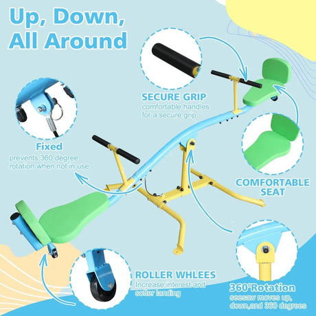 Children’s 360-Degree Rotating Double Seesaw With Backrest - Omega Lifestyles