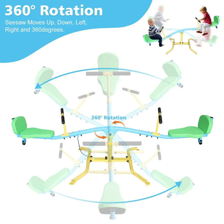Children’s 360-Degree Rotating Double Seesaw With Backrest - Omega Lifestyles