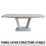 Expandable MDF Dining Table Set With 8 Padded PU Chairs - Omega Lifestyles