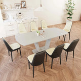 Expandable MDF Dining Table Set With 8 Padded PU Chairs - Omega Lifestyles