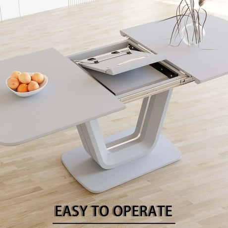 Expandable MDF Dining Table Set With 8 Padded PU Chairs - Omega Lifestyles