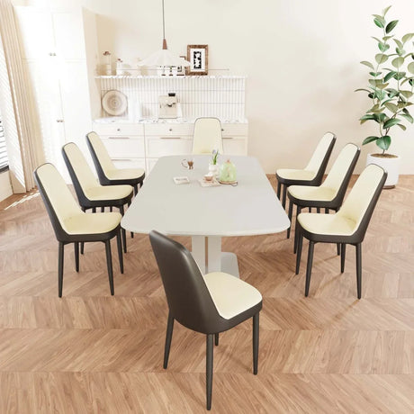 Expandable MDF Dining Table Set With 8 Padded PU Chairs - Omega Lifestyles