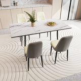 Expandable MDF Dining Table With PU Cushioned Chairs Set - Omega Lifestyles