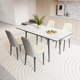 Expandable MDF Dining Table With PU Cushioned Chairs Set - Omega Lifestyles