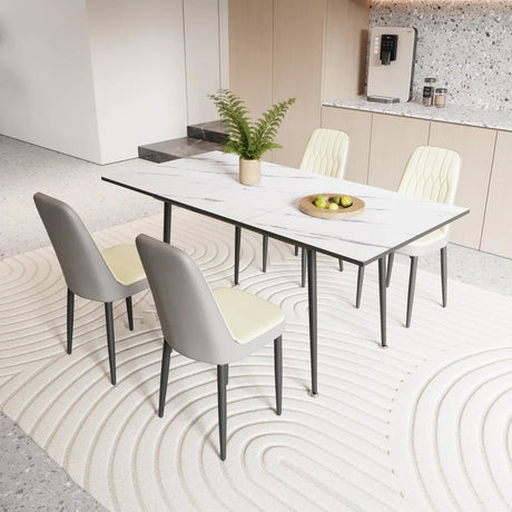 Expandable MDF Dining Table With PU Cushioned Chairs Set - Omega Lifestyles