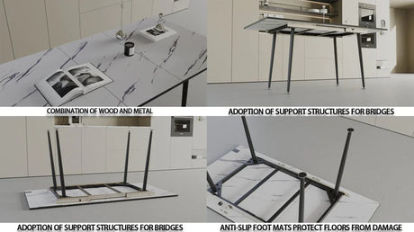 Expandable MDF Dining Table With PU Cushioned Chairs Set - Omega Lifestyles