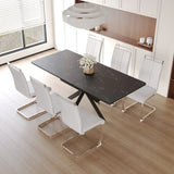 Expandable MDF Metal Dining Table Set With 6 Cushioned Chairs - Omega Lifestyles
