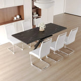 Expandable MDF Metal Dining Table Set With 6 Cushioned Chairs - Omega Lifestyles