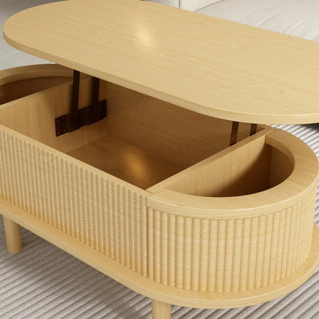 Fluted Lift Top Modern Wooden Coffee Table With Storage - Omega Lifestyles
