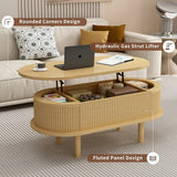 Fluted Lift Top Modern Wooden Coffee Table With Storage - Omega Lifestyles