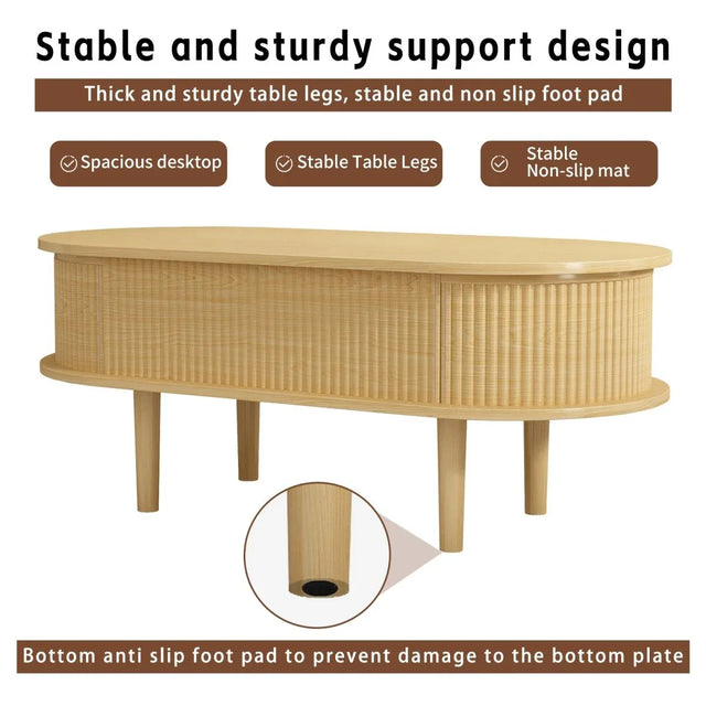 Fluted Lift Top Modern Wooden Coffee Table With Storage - Omega Lifestyles