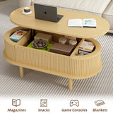 Fluted Lift Top Modern Wooden Coffee Table With Storage - Omega Lifestyles