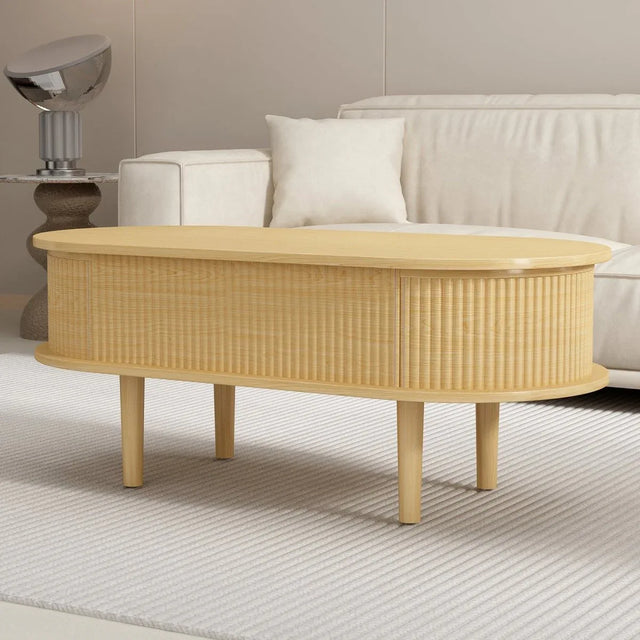 Fluted Lift Top Modern Wooden Coffee Table With Storage - Omega Lifestyles