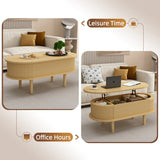 Fluted Lift Top Modern Wooden Coffee Table With Storage - Omega Lifestyles