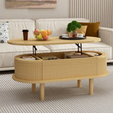 Fluted Lift Top Modern Wooden Coffee Table With Storage - Omega Lifestyles