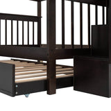 Full Over Full Stairway Bunk Bed With Twin Trundle - Sleep Galleria