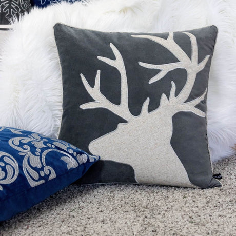Holiday Reindeer Velvet Accent Decorative Pillow 20x20 - Slumberine - Omega Lifestyles