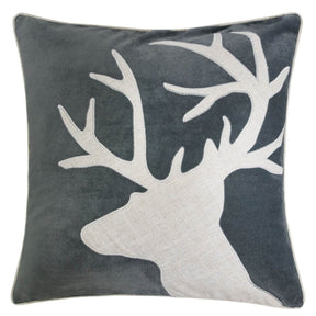 Holiday Reindeer Velvet Accent Decorative Pillow 20x20 - Omega Lifestyles