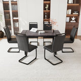 Industrial Rural MDF Dining Table And Six PU Chairs Set - Omega Lifestyles