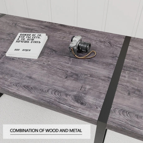 Industrial Rural MDF Dining Table And Six PU Chairs Set - Omega Lifestyles