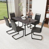 Industrial Rural MDF Dining Table And Six PU Chairs Set - Omega Lifestyles