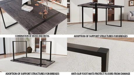 Industrial Rural MDF Dining Table And Six PU Chairs Set - Omega Lifestyles