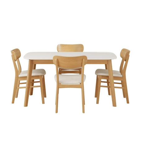 Mid-Century Modern Solid Wood 5-Piece Dining Set - Omega Lifestyles