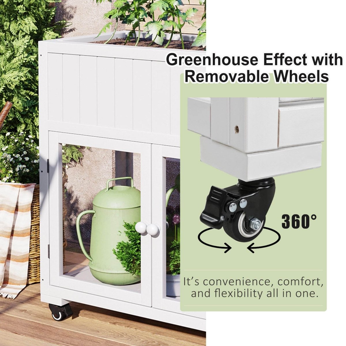 Mini Fir Wood Cold Frame Greenhouse With Wheels - Slumberine - Omega Lifestyles