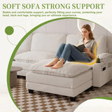 Oversized Corduroy 3-Seater Sofa With Ottoman - Omega Lifestyles