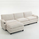 Oversized Corduroy 3-Seater Sofa With Ottoman - Omega Lifestyles