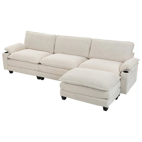 Oversized Corduroy 3-Seater Sofa With Ottoman - Omega Lifestyles