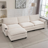 Oversized Corduroy 3-Seater Sofa With Ottoman - Omega Lifestyles