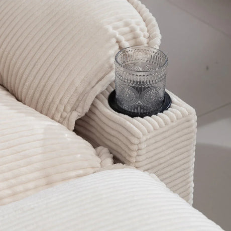 Oversized Corduroy 3-Seater Sofa With Ottoman - Omega Lifestyles