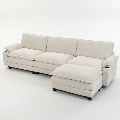 Oversized Corduroy 3-Seater Sofa With Ottoman - Omega Lifestyles