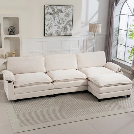 Oversized Corduroy 3-Seater Sofa With Ottoman - Omega Lifestyles