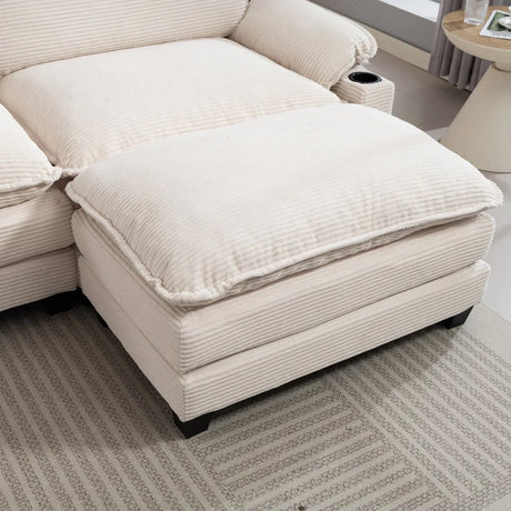 Oversized Corduroy 3-Seater Sofa With Ottoman - Omega Lifestyles