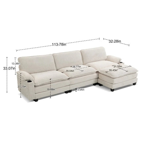 Oversized Corduroy 3-Seater Sofa With Ottoman - Omega Lifestyles