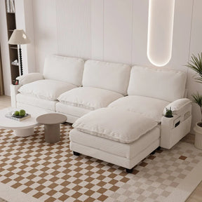 Oversized Corduroy 3-Seater Sofa With Ottoman - Omega Lifestyles