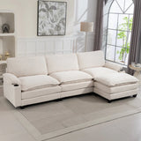 Oversized Corduroy 3-Seater Sofa With Ottoman - Omega Lifestyles
