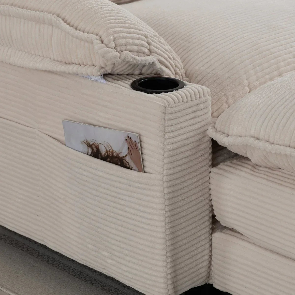 Oversized Corduroy 3-Seater Sofa With Ottoman - Omega Lifestyles