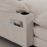 Oversized Corduroy 3-Seater Sofa With Ottoman - Omega Lifestyles