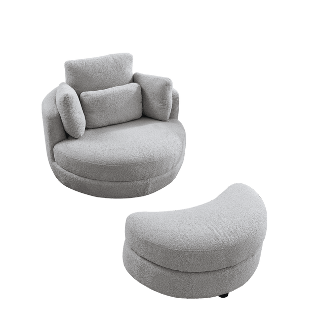 Oversized Plush Swivel Chair With Storage Ottoman - Omega Lifestyles