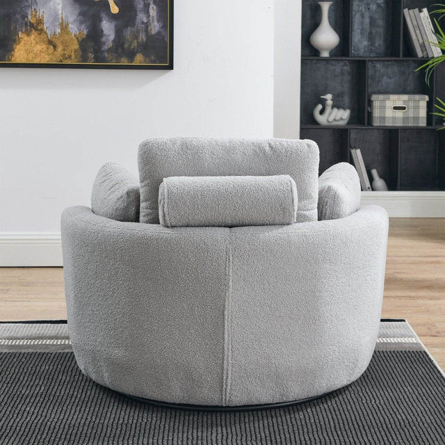 Oversized Plush Swivel Chair With Storage Ottoman - Omega Lifestyles