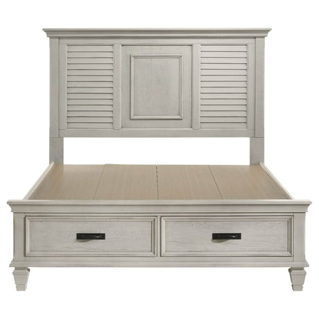 Queen Farmhouse Distressed White Wood Panel Bed Frame - Slumberine - Omega Lifestyles