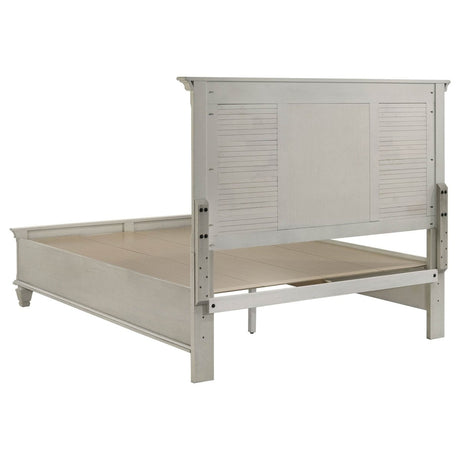 Queen Farmhouse Distressed White Wood Panel Bed Frame - Slumberine - Omega Lifestyles