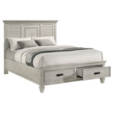 Queen Farmhouse Distressed White Wood Panel Bed Frame - Slumberine - Omega Lifestyles